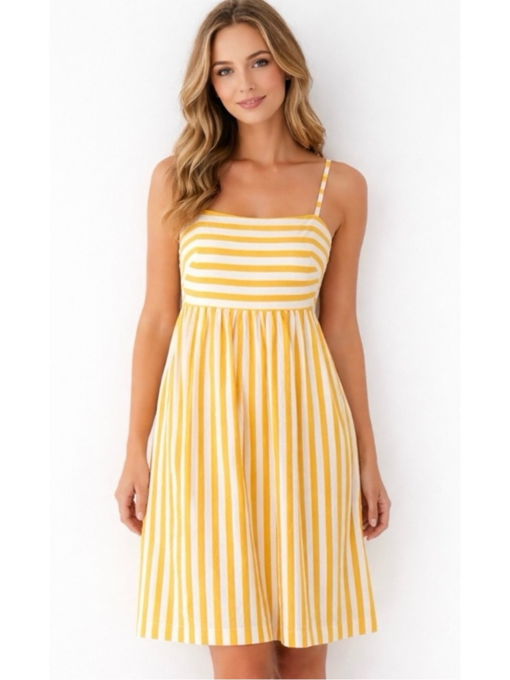 NWT J. CREW Strappy Tie Back Marigold Striped Summer Mini‎ Sundress Sz. 10